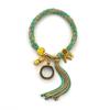Cuerda de Mano Tibetana Thangka Cuerda de Algodón Enrollada a Mano Pulsera Trenzada Ojo del Dios de la Riqueza de Cinco Vías Zakiram Tara Verde Perla Thangka