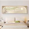 Pintura Decorativa de Quarto com Luz e Sombra Estilo Creme, Mural de Parede para Sala de Estar, Pintura Suspensa de Cabeceira para Quarto Principal com Senso Avançado, Estilo Madeira