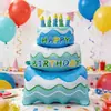 Balões de Folha de Alumínio em Formato de Bolo de Aniversário Decoração para Festa de Aniversário de Bebê Adereços Venda Direta da Fábrica