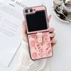 Funda de Cuero Estilo Dibujos Animados Adecuada para Samsung Z Flip 50% de Descuento Teléfono Plegable, Funda Dura con Anillo de Nicho para Z Flip 4, Z Flip 6/7/8