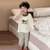 Pijama Infantil Menino Conjunto de Verão Roupa de Casa 2025 Fino para Ar Condicionado para Crianças Maiores e Bebês Manga Curta Verão Novo Modelo