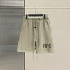 Fog Linha Principal Verão Flocado Casual Estilo Americano Shorts de Cinco Pontas Ess Soltos com Cordão Shorts Femininos Masculinos Tendência Casual Versátil