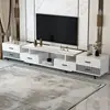 Conjunto de armário de TV retrátil e mesa de centro em vidro temperado, estilo europeu simples e moderno, adequado para apartamentos pequenos, sala de estar doméstica