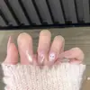 Set de 10 Uñas Azules Ojo de Gato Brillantes Hechas a Mano para una Hija Adinerada, Modernas y Populares, Realza el Cutis y la Elegancia, Uñas Portátiles al por Mayor