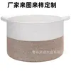 Cesta de corda de algodão original branco cinza trança de corda de algodão alça saliente cesta de armazenamento dobrável