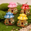 Decoração de vaso de suculenta com design infantil, ornamento de micro paisagem de casa de cogumelo de resina fofa de desenho animado