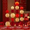 Coluna de Bola de Favo de Mel Vermelha Lanterna de Papel Dupla Felicidade Conjunto de Casamento para Decoração do Quarto da Noiva Decoração de Noivado
