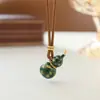 Collar Original Nuevo de Calabaza con Esmalte de Goteo de Aceite Estilo Chinoiserie, Sencillo, de Alta Gama, Moderno y Versátil, Cadena Larga para Suéter para Mujer