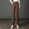 7063 outono Weila Calças boca de sino novas calças para mulheres de meia-idade mom meia-idade e idosos plus size outono e inverno stretch cintura alta todas as estações