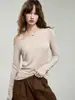 Camiseta de Manga Larga Asimétrica Hombro Descubierto de Tencel y Lana para Mujer, Nuevo Estilo Otoño 2026, Top Básico de Corte Relajado