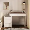 Tocador sólido de madera de tamaño pequeño con armario de almacenamiento integrado, tocador de dormitorio estilo crema, tocador moderno minimalista de moda