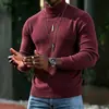 Suéter Cálido de Punto para Hombre Otoño/Invierno 2026, Estilo Coreano Ajuste Delgado Color Sólido Cuello Alto Prenda Base de Punto