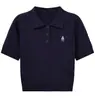 Camisa Polo de Verão Personalizada com Bordado de Urso e Gola Torcida para Mulheres, Top de Malha Curta Slim Fit de Manga Curta da Fábrica Dalang