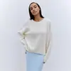 Suéter de Punto con Cuello Redondo de Manga Larga Transfronterizo para Mujer Estilo Europeo y Americano Otoño e Invierno 2025 Nuevo Suéter Pulóver de Punto Liso Holgado