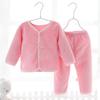 Traje Cálido de Vellón Coral para Niños de Otoño e Invierno, Pijama de Bebé de Dos Piezas para Recién Nacidos, Niños y Niñas, Ropa de Bebé