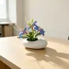 Planta em vaso de jasmim dourado artificial de três hastes transfronteiriça decoração de casa desktop flor artificial pedra cascalho pequeno ornamento plano de bonsai