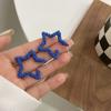 Aretes de Aguja de Plata S925 Azul Klein Nicho Corazón Estrella de Cinco Puntas para Mujer Retro Personalizados en Forma de C 574X