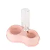 Conjunto de garrafa de água com reabastecimento automático e tigela dupla de plástico para animais de estimação, para gatos e cães, alimentação e bebida, tigela dupla de dupla finalidade