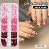 Acessórios de Arte para Unhas Desenho Animado 12 Grades Mistos Fofos Preto e Branco Clássico Gato Kt Urso de Manteiga Estéreo Decoração de Unha de Resina
