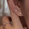 Brincos Pequenos Studs para Cartilagem da Orelha, Rosca de Parafuso em Formato de Coração, Agulha de Prata 925, Brincos Únicos e Minimalistas