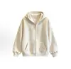 Sudadera con capucha bordada floral de otoño e invierno para mujer, chaqueta casual gris suelta con cremallera y estampado floral