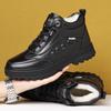 Zapatos de Algodón 2025 Invierno Zapatos de Cuero para Hombres de Mediana Edad y Papás Zapatos Forrados de Polar Casual Cálidos de Caña Alta Piel de Vaca Zapatos de Algodón Envío Directo