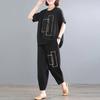 L ~ 4XL traje de talla grande MM200 kg moda de verano para mujer marea ins cubre vientre holgado deportivo de ocio traje de dos piezas