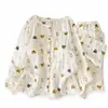 Venta al por mayor transfronteriza Conjunto de pijama a cuadros para mujer de primavera y otoño, manga larga y pantalón, estampado de oso, corte holgado, talla grande