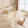 Mantel de Mesa de Cuero Estilo Crema Impermeable y a Prueba de Aceite No Lavable Anti-escaldaduras Mantel Suave para Mesa de Centro Mantel Rectangular