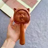 Pente de Almofada de Ar de Madeira com Desenho de Flor de Pessegueiro Fofo Pente Pequeno Portátil com Bolsa de Ar Massageador para Desobstruir Meridianos para Casais