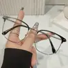 Gafas Retro de Marco Grande con Montura de Ceja Anti Luz Azul de Moda para Hombre, Anti-Fatiga, Alta Definición, Ultraligeras, Cambiantes de Color, Alto Valor, Espejo Plano Retro