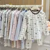 Conjunto de ropa interior térmica de otoño e invierno para niños, algodón puro, para niños y niñas, incluye camisetas de manga larga y pantalones largos, adecuado para usar en casa y como pijama
