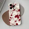 Popular no Japão e na Coreia, capa de celular simples 18pro de coração bordô pintado à mão, suave e docemente fresca, capa de cobertura total para iPhone17