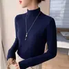 Suéter de malha elegante com gola alta meia-manga para outono e inverno de comércio exterior para mulheres, suéter de camada interna de alta qualidade, top estiloso para senhoras adultas