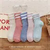 Meias de Inverno Femininas de Cano Médio Estilo Coreano Meias Longas Meias Grossas de Lã para Chão Meias Quentes Meias de Terry Outono e Inverno Meias Femininas