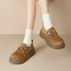 Sapatos Birkenstock Masculinos Retro de Velcro para o Dia a Dia com Sola Grossa, Mocassins de Camurça com Cobertura Total, Estilo Britânico, Aumentadores de Altura, Versáteis