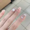 30 Piezas de Uñas Portátiles Hechas a Mano Cuentas de Vidrio Ojo de Gato Lazo Rosa Ins Chica Coreana Elegante Simple Uñas Postizas