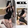 Lingerie Sexy para Mulheres, Cheongsam com Fenda Alta, Decote Halter, Tentadora Saia Justa Cavada que Abraça os Quadris, Lingerie Sexy e Divertida 5494
