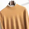 Otoño Invierno Casual de Negocios para Hombre Suéter de Cachemira de Cuello Semi Alto Jersey de Punto para Hombre Capa Base Moda Juvenil Suéter de Lana