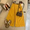 Pantalones Casuales Finos de Color Sólido de Pierna Recta Nuevos de Verano 2026, Elegantes y Adelgazantes, Pantalones de Pierna Ancha Acortados de Cintura Alta