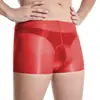 Roupa Íntima Masculina Qinghe de Seda Brilhante com Bolsa Vertical, Boxer Transparente Sexy, Tamanho Grande, Sem Elástico na Cintura, Alta Elasticidade, Calça Justa