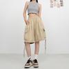 Pantalones Anchos de Trabajo Estilo Japonés para Mujer, Casual de Verano Sueltos Rectos Bolsillo Grande Cordón Shorts, Pantalones Deportivos de Longitud Media