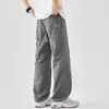 Calça Casual de Seda Gelo Fina de Verão Masculina Tendência Solta Reta Caimento Secagem Rápida Perna Larga Calça Esportiva