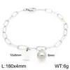 Pulsera Cuadrada de Moda con Letras Inglesas (26), Cadena Sencilla Tipo Clip Estilo Ins, Bola Redonda, Acero de Titanio Chapado en Oro de 18K