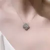Anillo Collar Corazón Flash Diamante de Moda para Mujer Plata S925 Hw Clásico Moda Completo Diamante Trébol de Cuatro Hojas Colgante Joyería de Plata Regalo