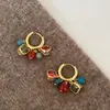 Estilo Étnico Color Rojo Contrastante Otoño e Invierno Circonita Diseño Hecho a Mano Borla de Perlas de Alta Gama Pendientes para Mujer Nuevo Estilo Caliente