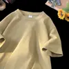 Nova Camiseta Casual Masculina de Manga Curta 2025 250g Lavagem Pesada com Areia Toque Gelado Solta Tamanho Plus Size Algodão Gola Redonda Camiseta Masculina