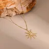 Diseño Transfronterizo Europeo y Americano Colgante de Girasol Ins Cadena de Clavícula de Acero Inoxidable Chapado en Oro de 18K Joyería al por Mayor