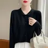 Suéter de Tricô Gola Peter Pan Estilo Xiao Xiang Suéter de Tricô Gola Redonda Blusa Francesa Estilo Ocidental Nova Blusa Básica Feminina