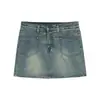 Saia Jeans Vintage Feminina Verão Fina Cintura Alta Elástica Emagrecedora Anti-reflexo Saia para Quadris Pequenos